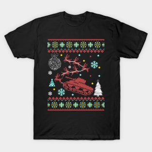 Military Tank Sleigh Reindeer Ugly Christmas Sweater T-Shirt